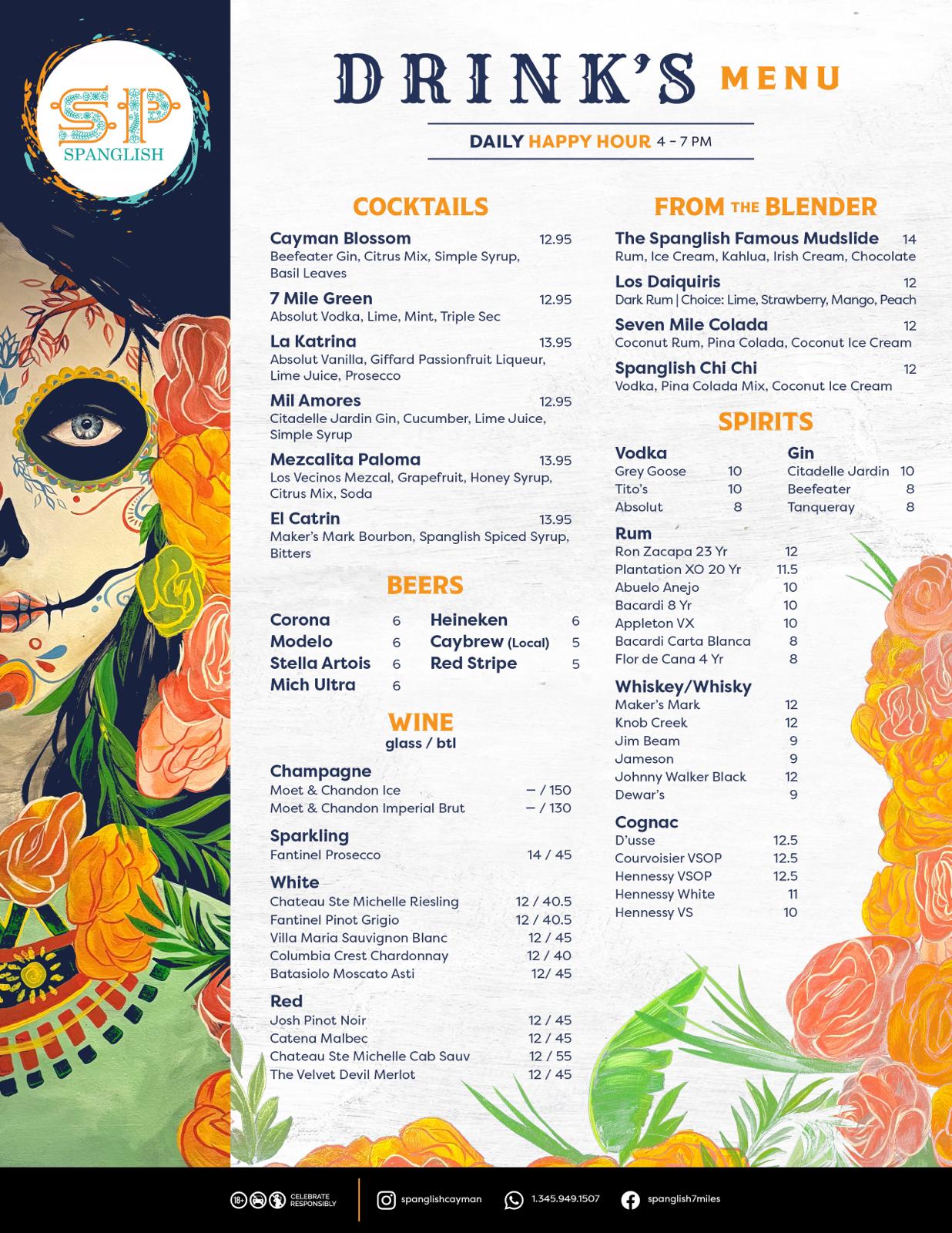 Spanglish Drink Menu