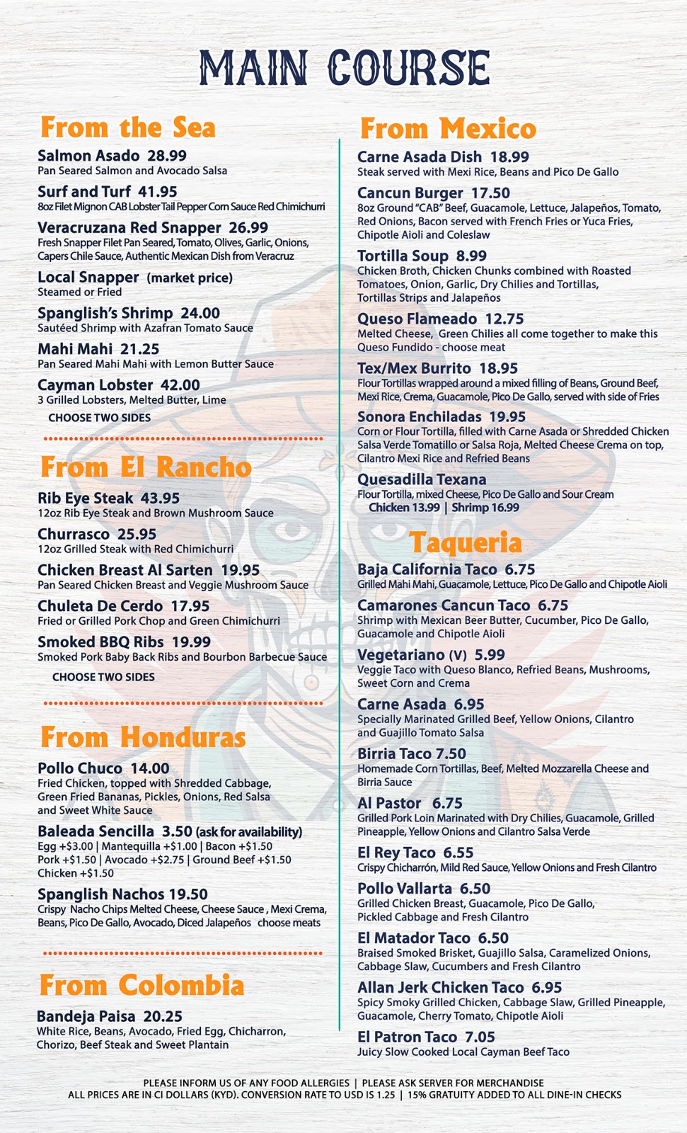 Spanglish Menu - Dec 18th 2024